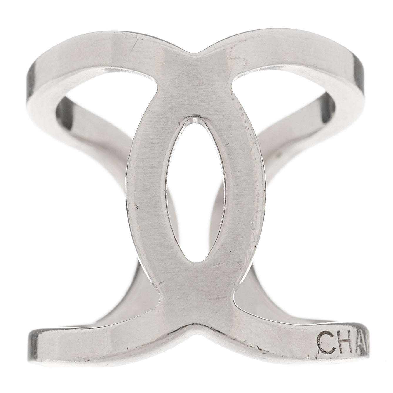 Chanel Metal CC Ring 53 6.5 Silver 1 of 5