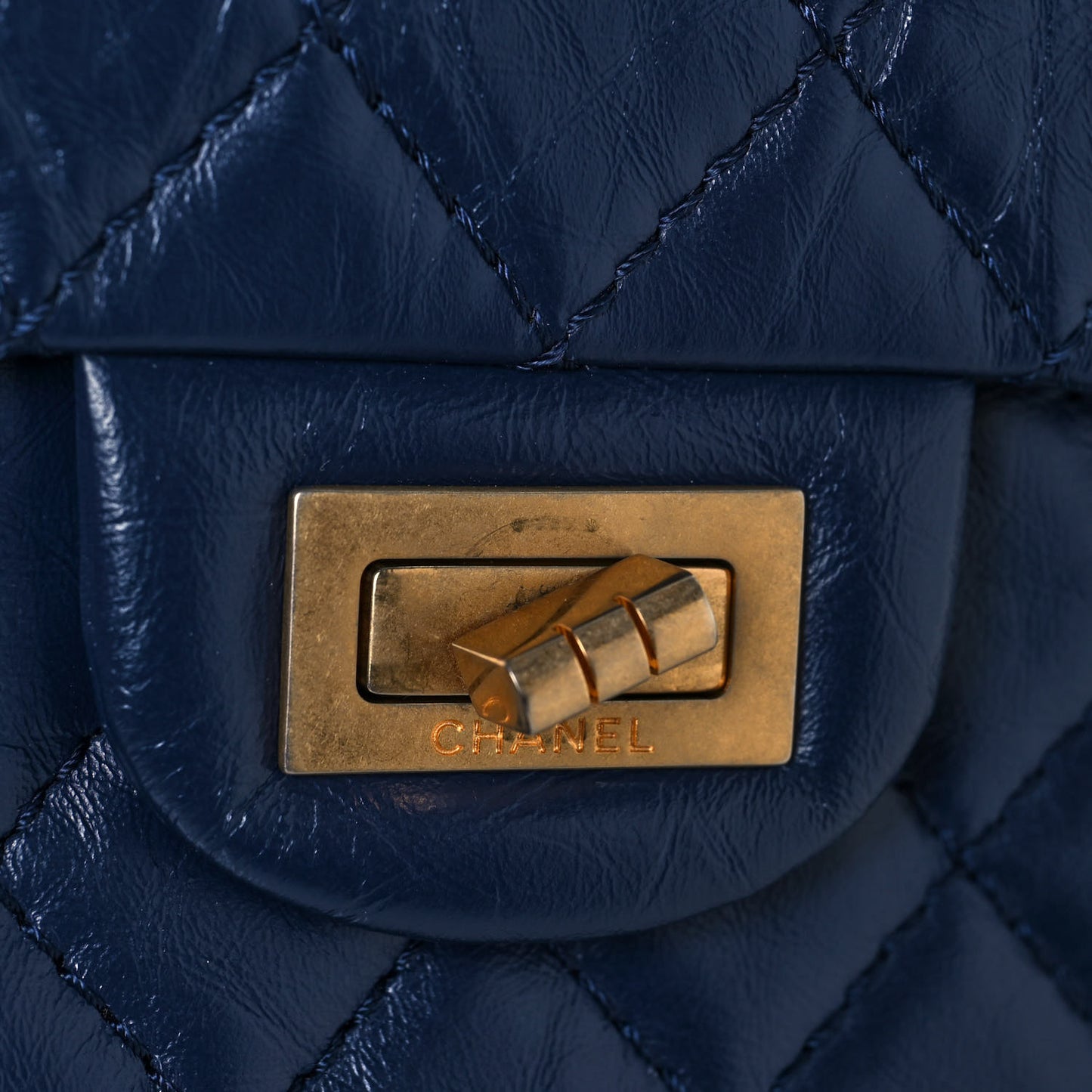 Aged Calfskin Quilted 2.55 Reissue Mini Flap Navy