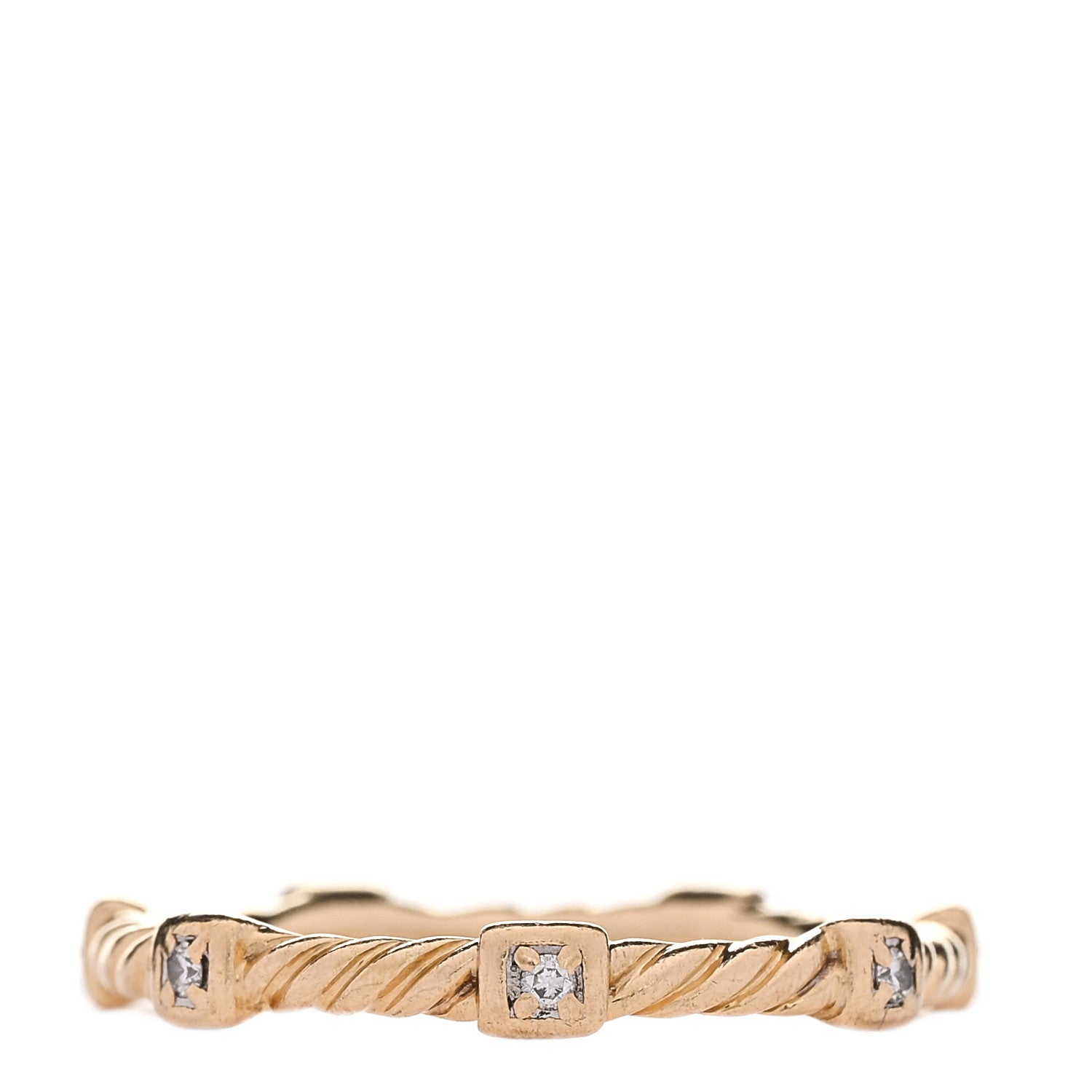 David Yurman 18K Yellow Gold Diamond Cable Collectibles Stack Ring 52 6 3 of 4
