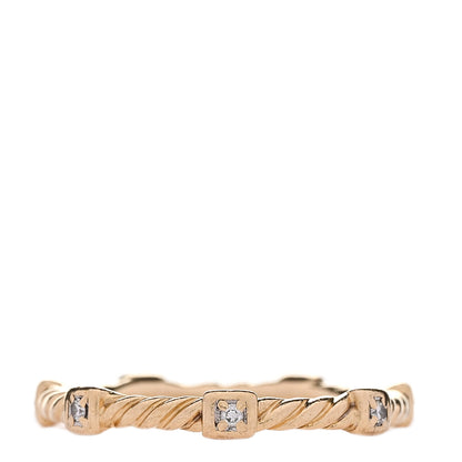 David Yurman 18K Yellow Gold Diamond Cable Collectibles Stack Ring 52 6 3 of 4