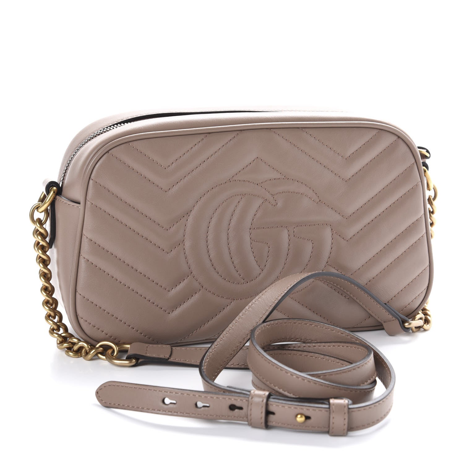Gucci Calfskin Matelasse Small GG Marmont Chain Shoulder Bag Porcelain Rose 4 of 12