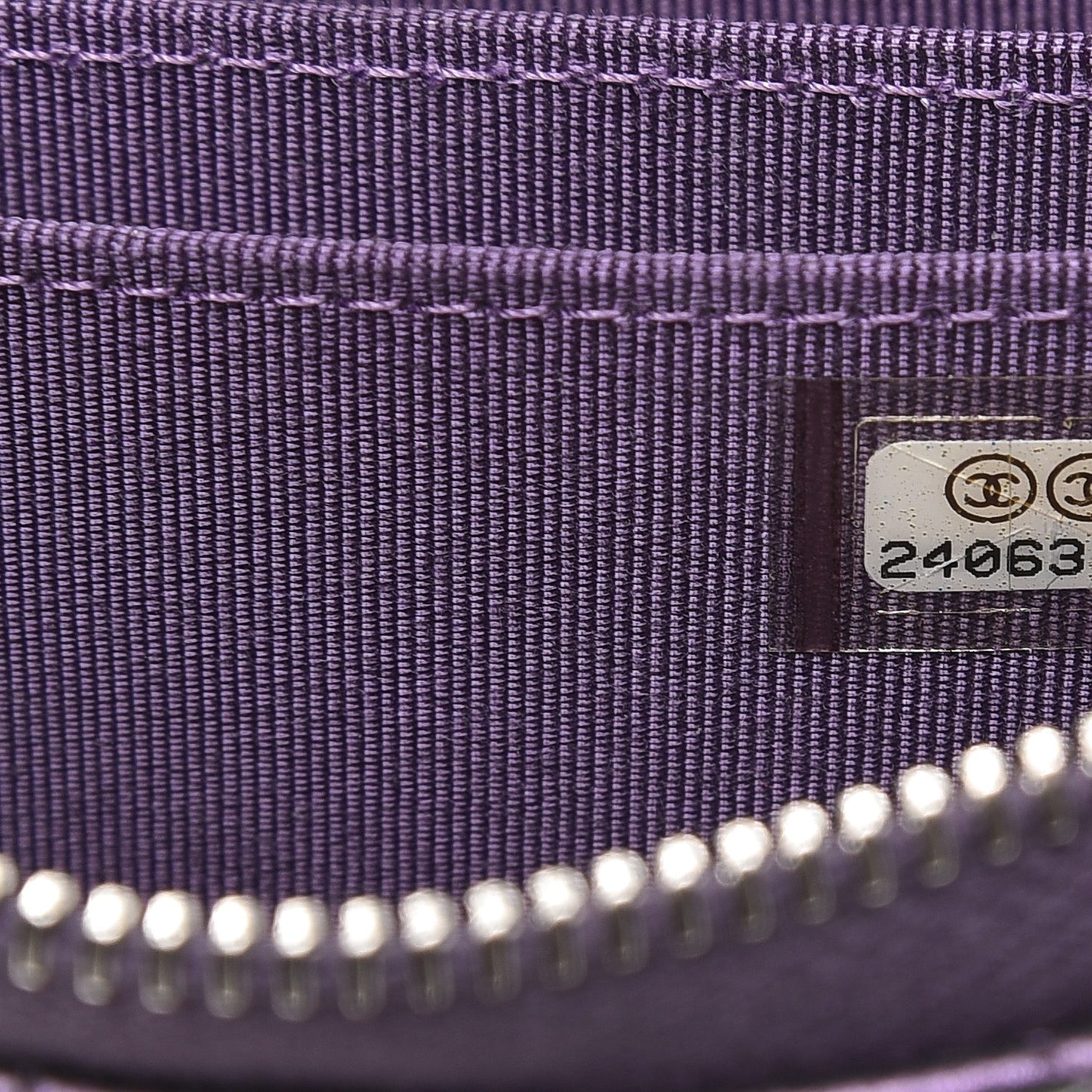 Metallic Lambskin Quilted Zip Around Coin Purse Wallet Purple