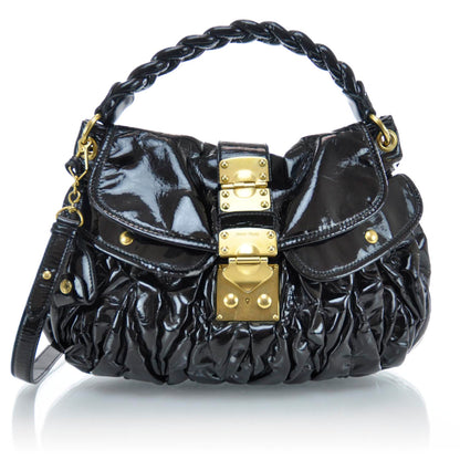Miu Miu Patent Leather Matelasse Coffer Black 1 of 13