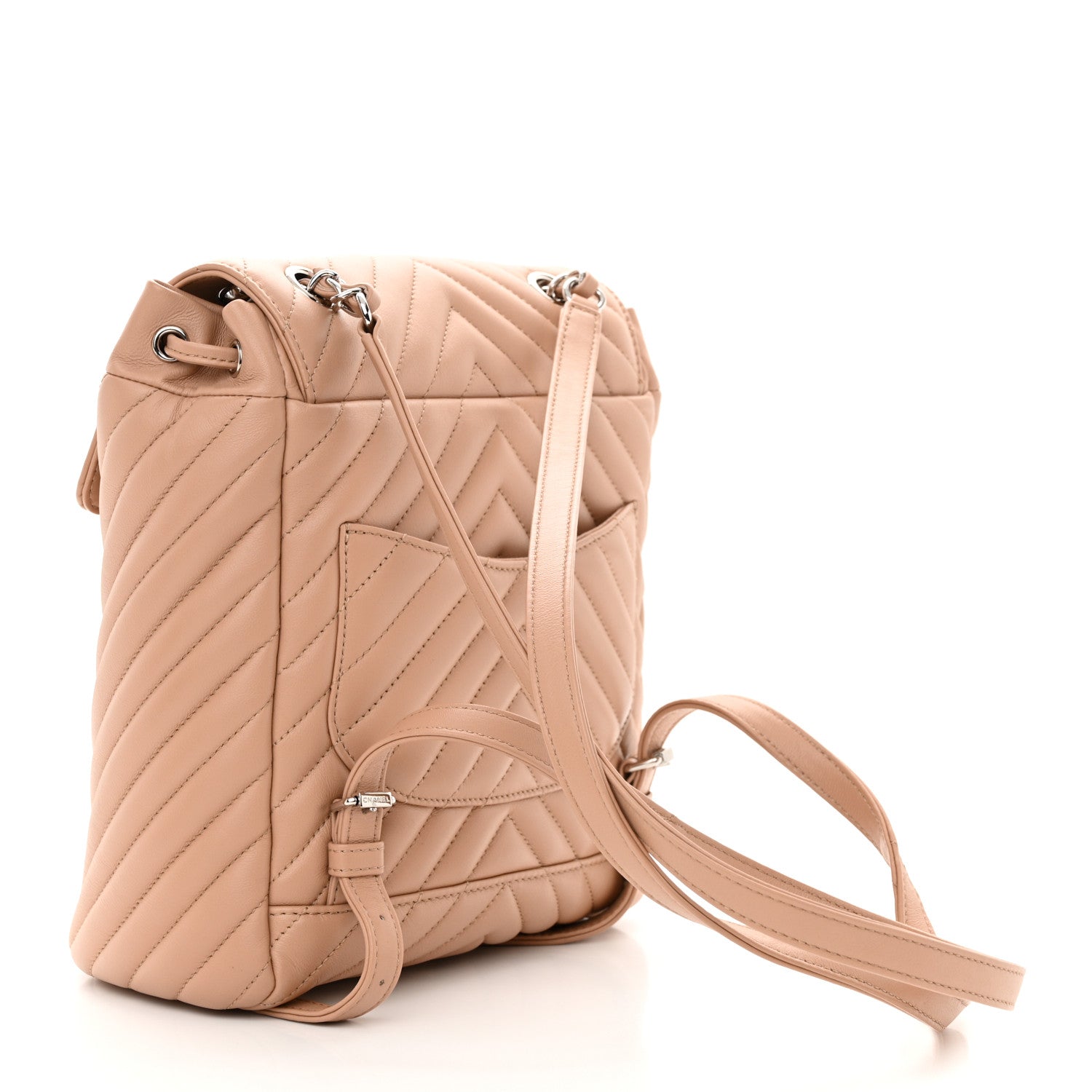 Chanel Calfskin Chevron Quilted Small Urban Spirit Backpack Beige 3 of 14