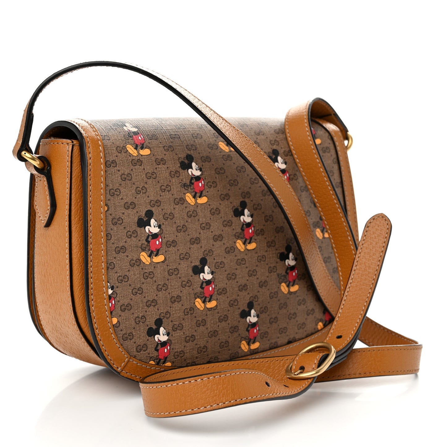 X DISNEY Mini Vintage GG Supreme Monogram Mickey Mouse Small Flap Messenger Bag Beige Vintage Sun Oil