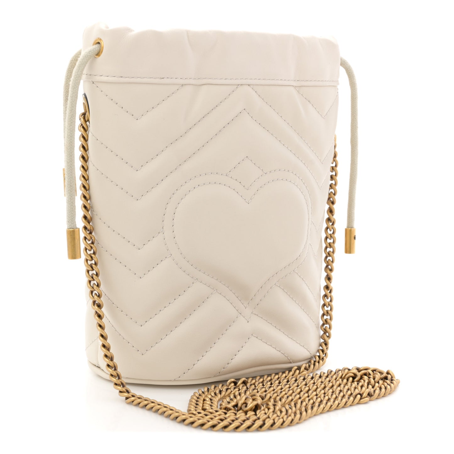 Calfskin Matelasse Mini GG Marmont 2.0 Bucket Bag White