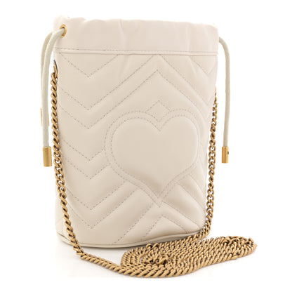 Gucci Calfskin Matelasse Mini GG Marmont 2.0 Bucket Bag White 3 of 10