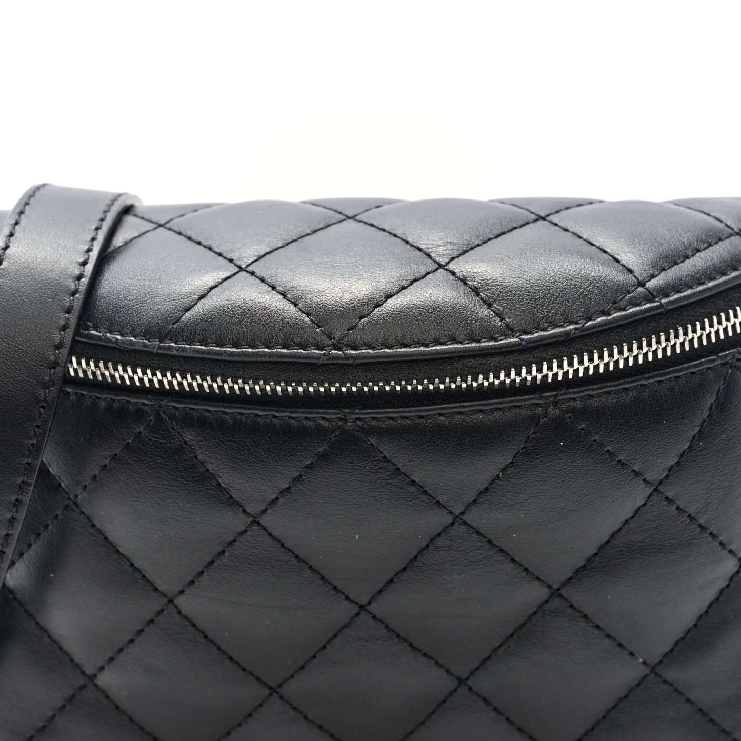 Calfskin Quilted Waist Belt Bag Black