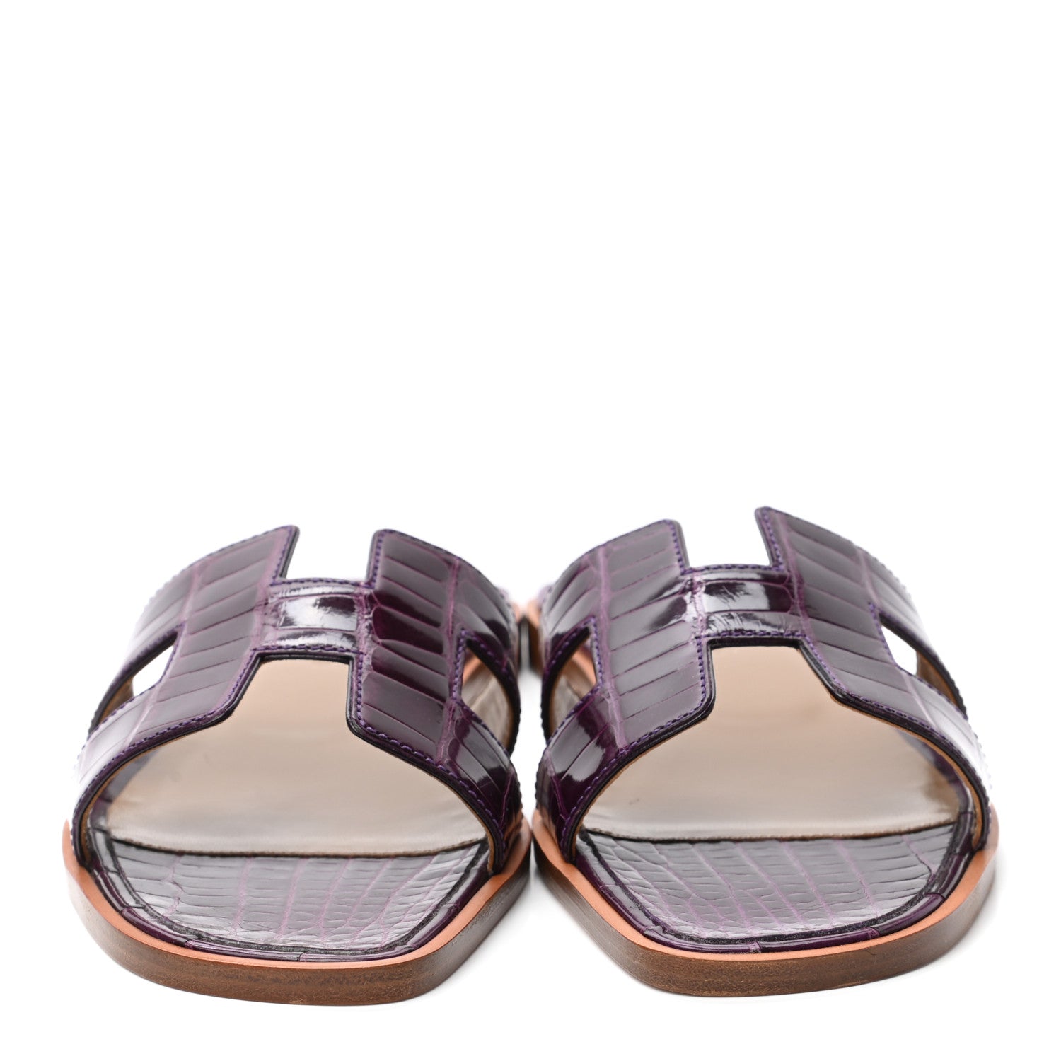 Hermes Shiny Alligator Oran Sandals 36 Amethyst 2 of 7