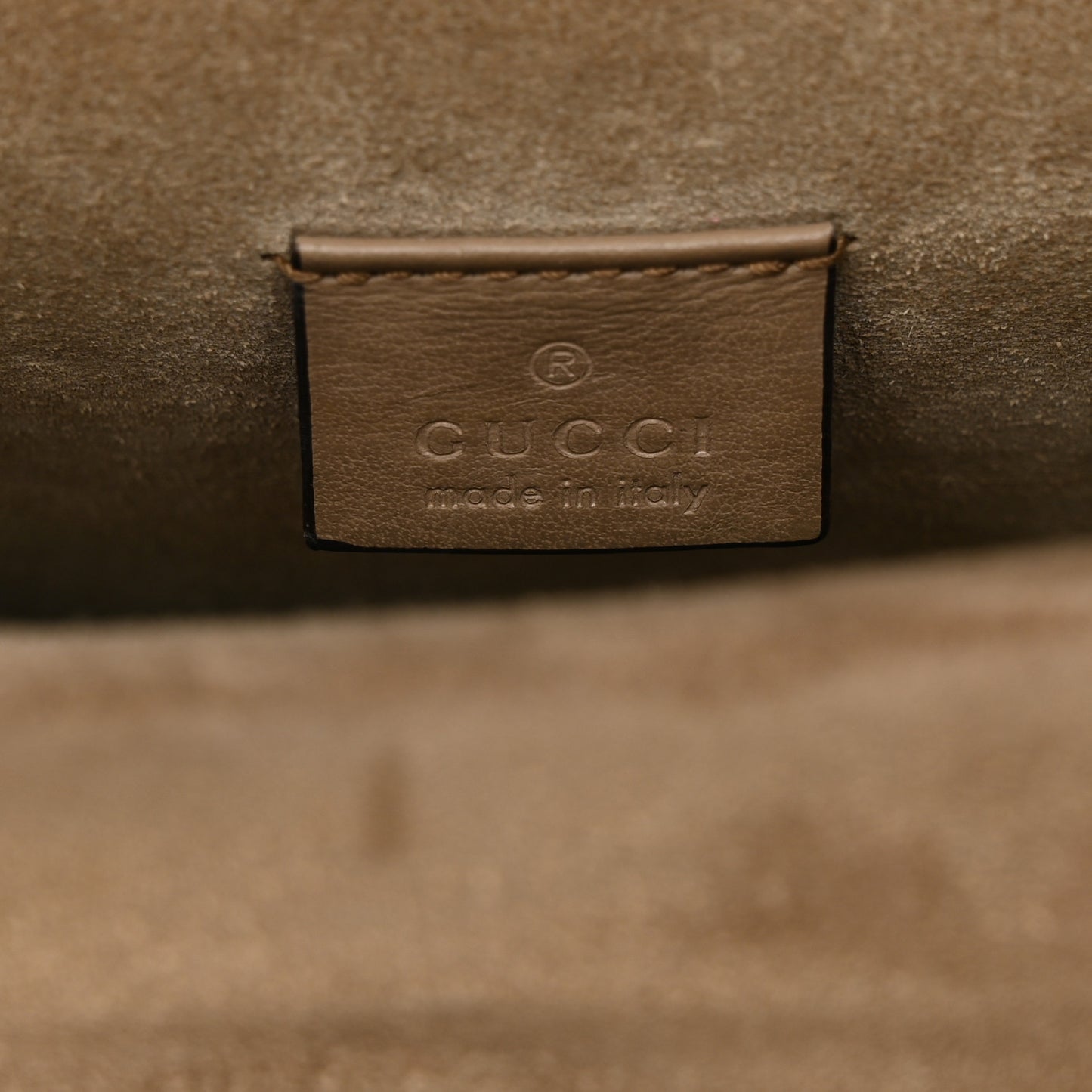GG Supreme Monogram Suede Crystal Small Dionysus Shoulder Bag Beige Ebony Taupe