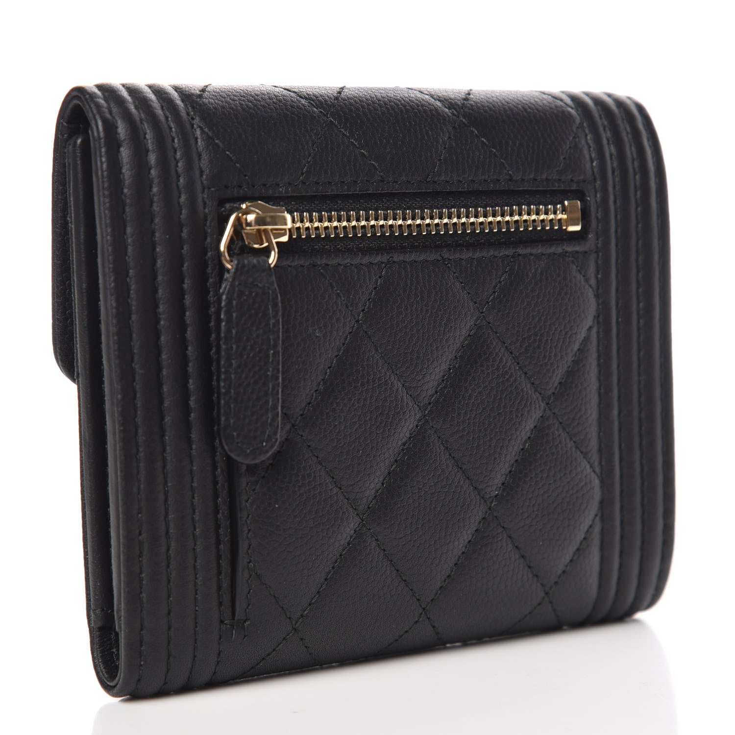 Chanel Caviar Quilted Compact Boy Wallet Black 3 of 9