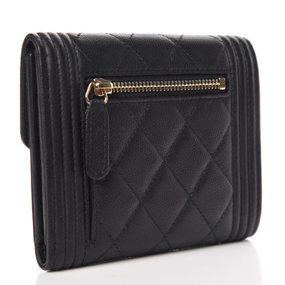 Chanel Caviar Quilted Compact Boy Wallet Black 3 of 9