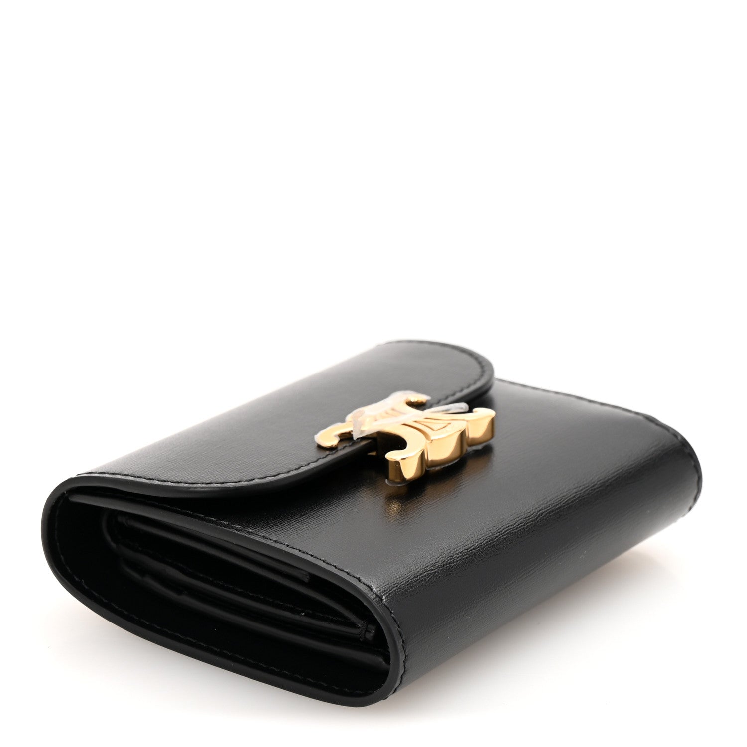 Celine Shiny Smooth Lambskin Small Triomphe Wallet Black 4 of 9