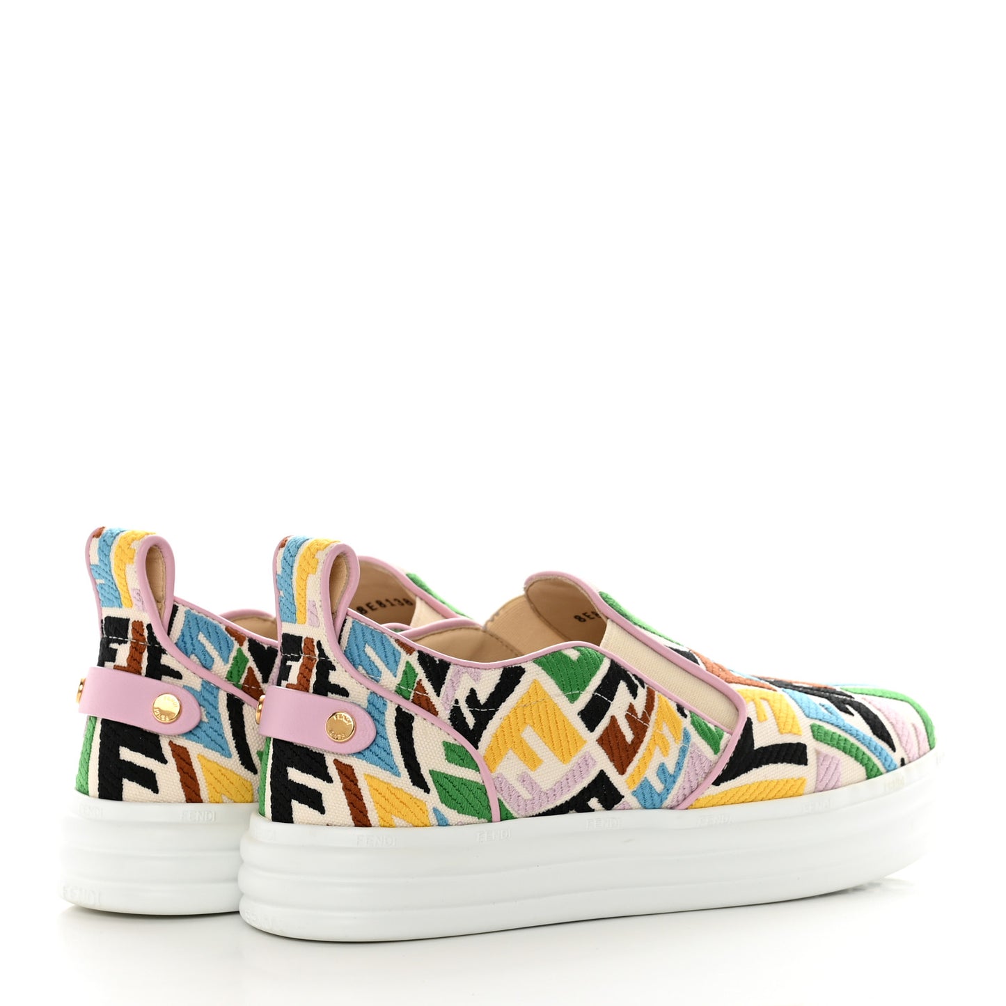 X SARA COLEMAN Canvas FF Vertigo Embroidered Womens Rise Slip On Sneakers 37 Grezzo Multicolor