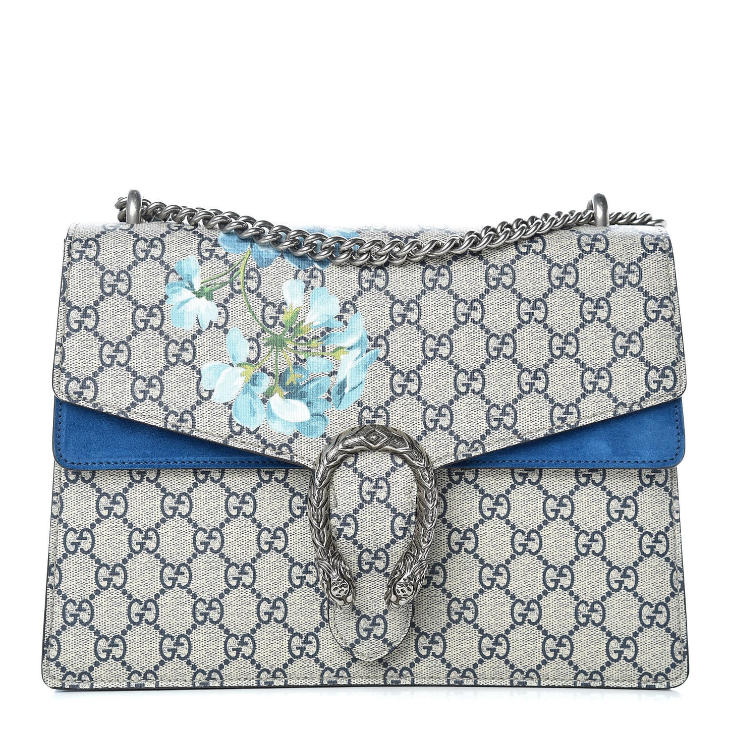 GG Supreme Monogram Blooms Medium Dionysus Shoulder Bag Beige Navy Vintage Blue