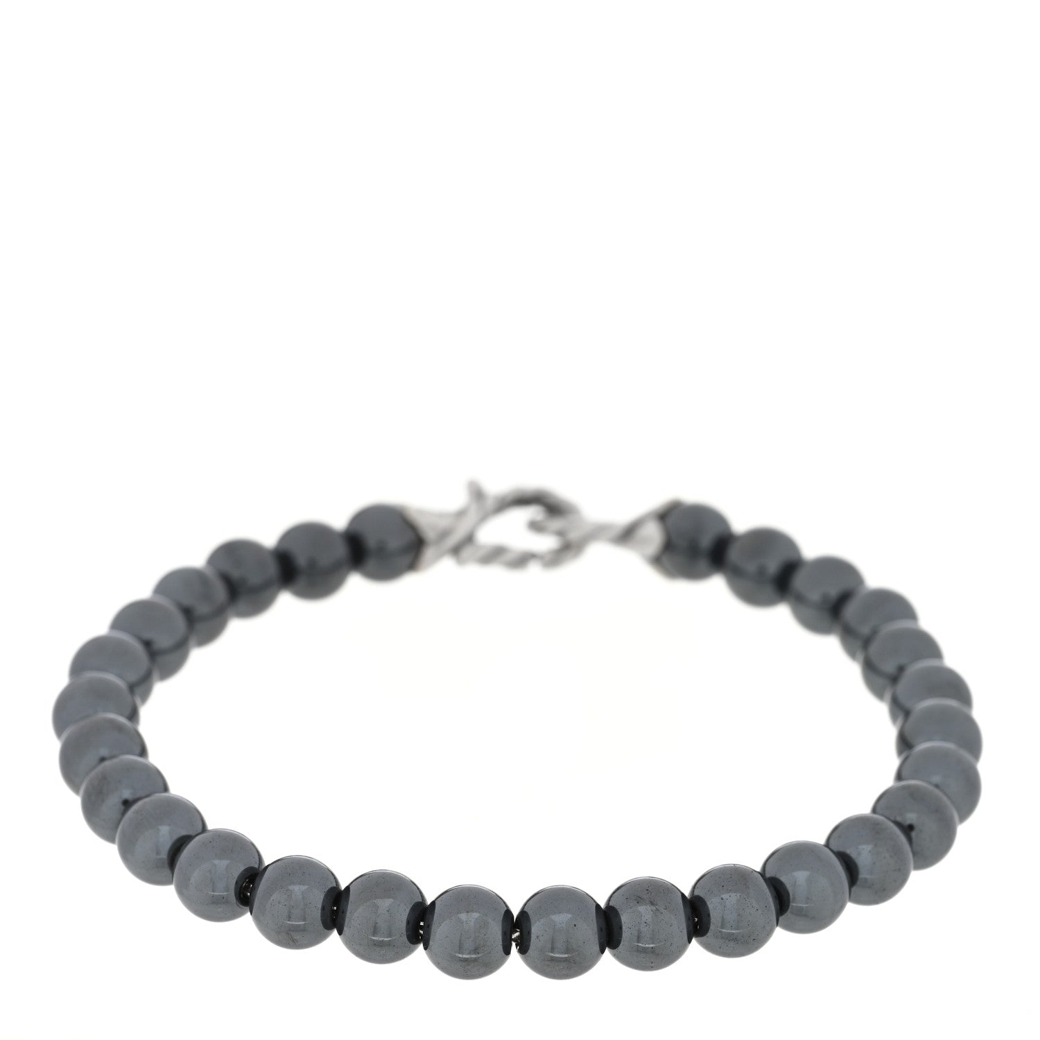 David Yurman Sterling Silver Hematine 6mm Spiritual Beads Bracelet 1 of 3