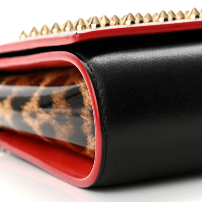 Christian Louboutin Calfskin Patent Leopard Spikes Paloma Clutch Black 9 of 10