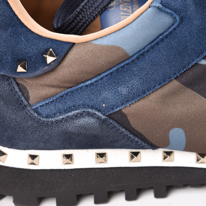Valentino Garavani Suede Nylon Camouflage Womens Soul Rockstud Sneakers 41 Navy 16 of 19
