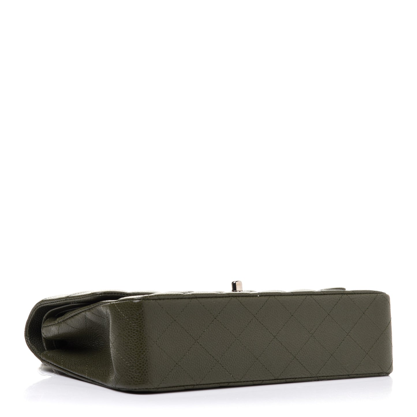 Caviar Quilted Medium Double Flap Dark Green