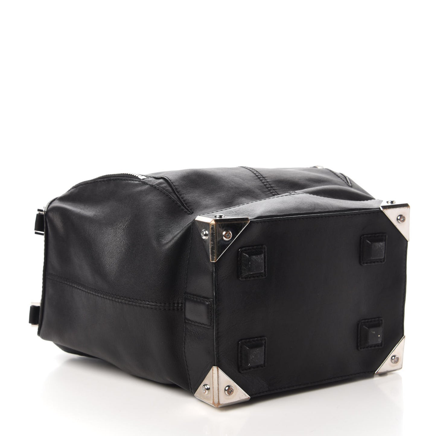 Calfskin Marina Top Handle Chain Satchel Black Rhodium Hardware