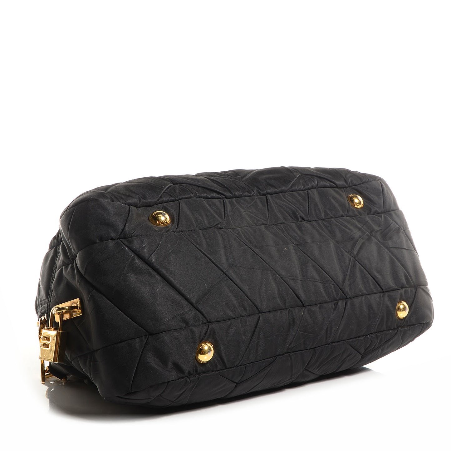 Nylon Chevron Quilted Dome Satchel Black