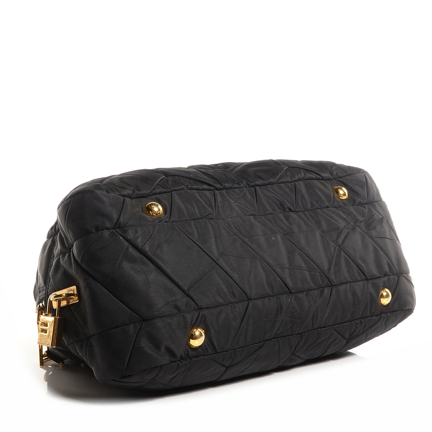 Prada Nylon Chevron Quilted Dome Satchel Black 4 of 9