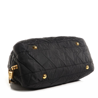 Prada Nylon Chevron Quilted Dome Satchel Black 4 of 9
