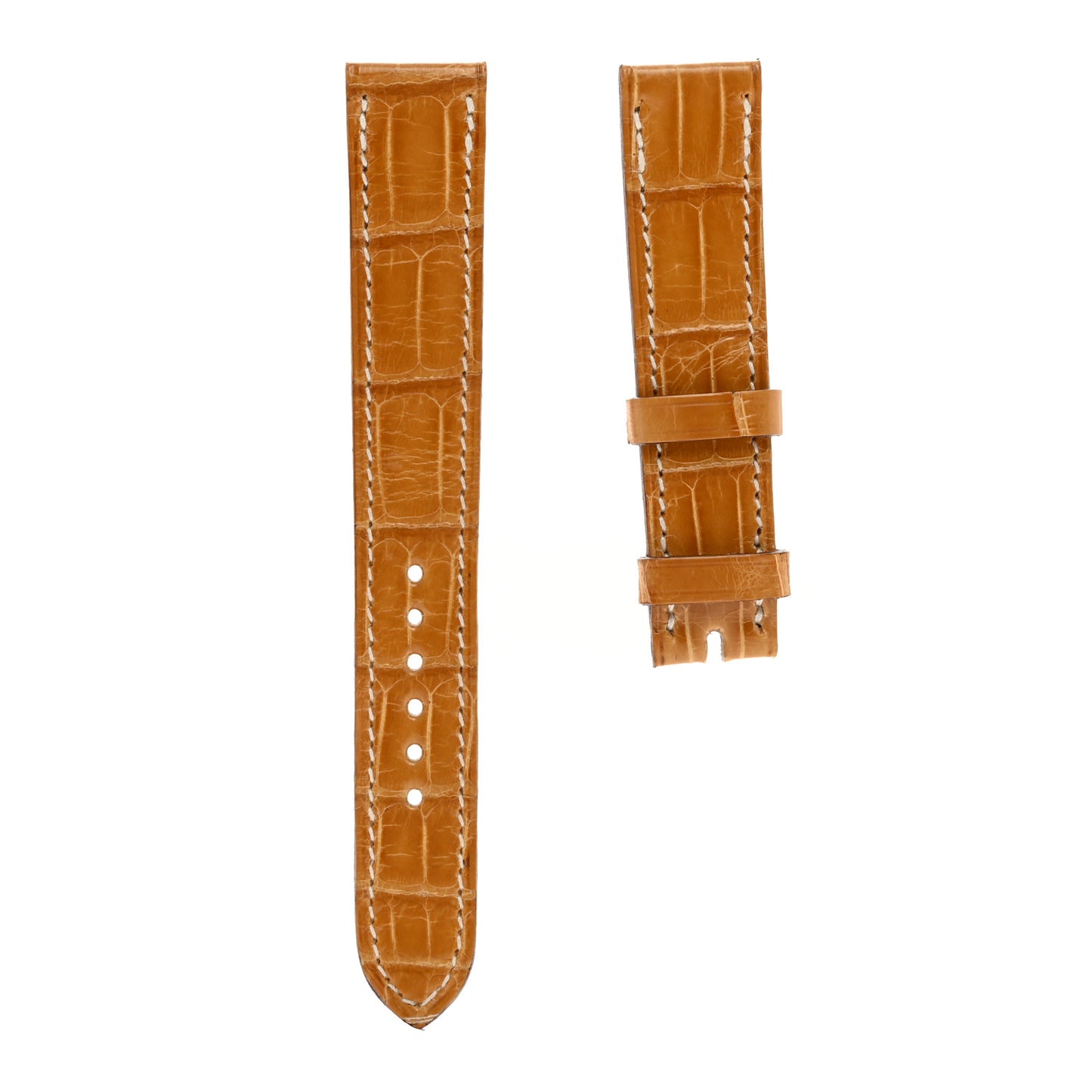 Shiny Alligator Heure H Hour Watch Strap Gold
