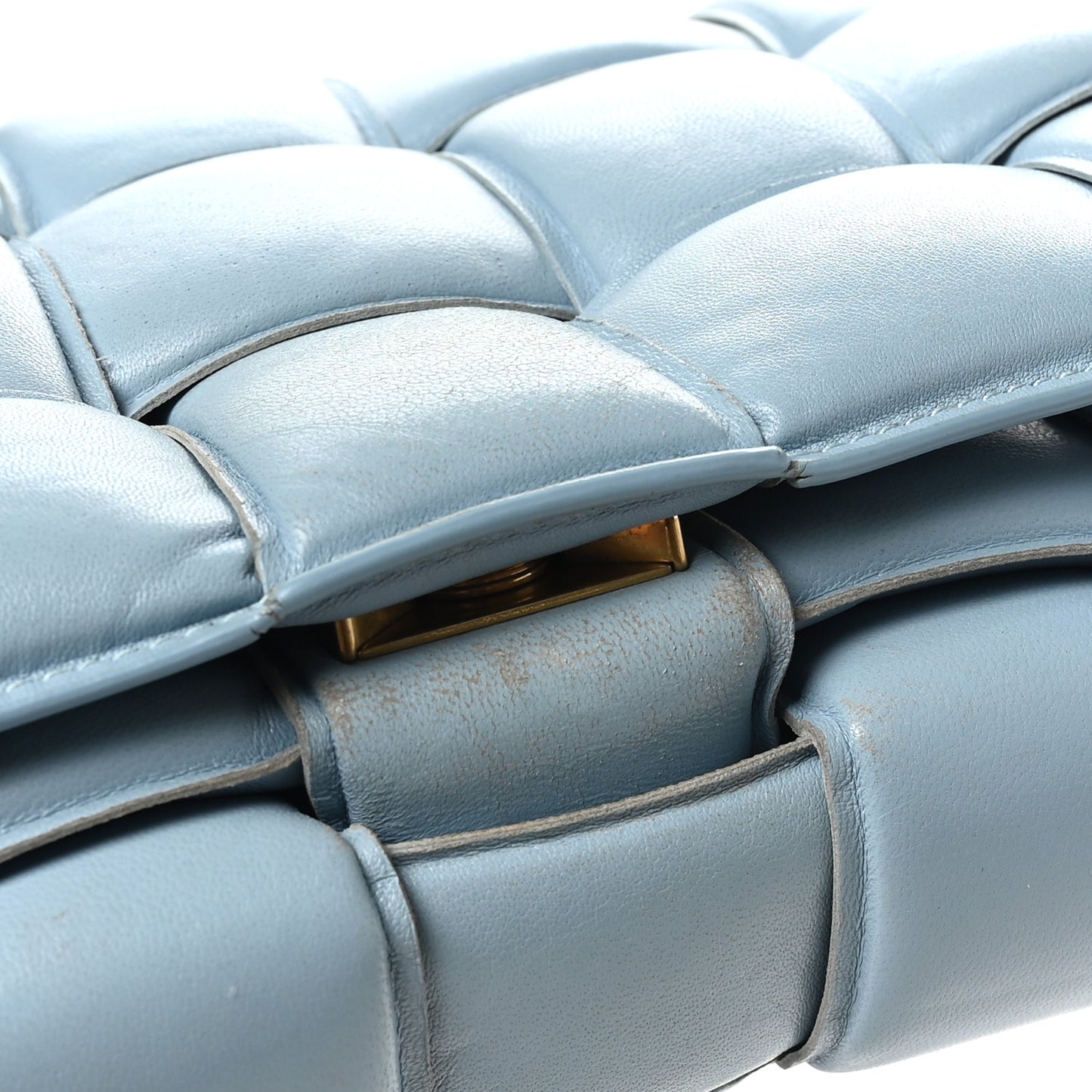 Nappa Maxi Intreccio Padded Cassette Crossbody Bag Ice