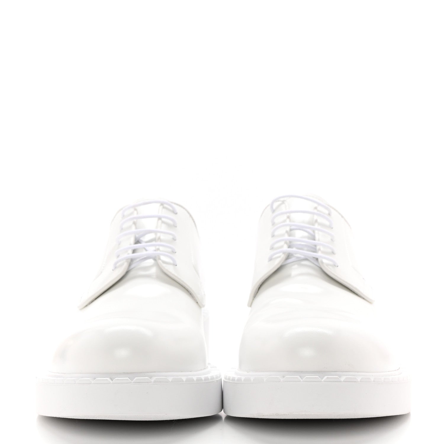 Prada Spazzolato Rubber Triangle Logo 50mm Derby Loafers 40 White 2 of 11