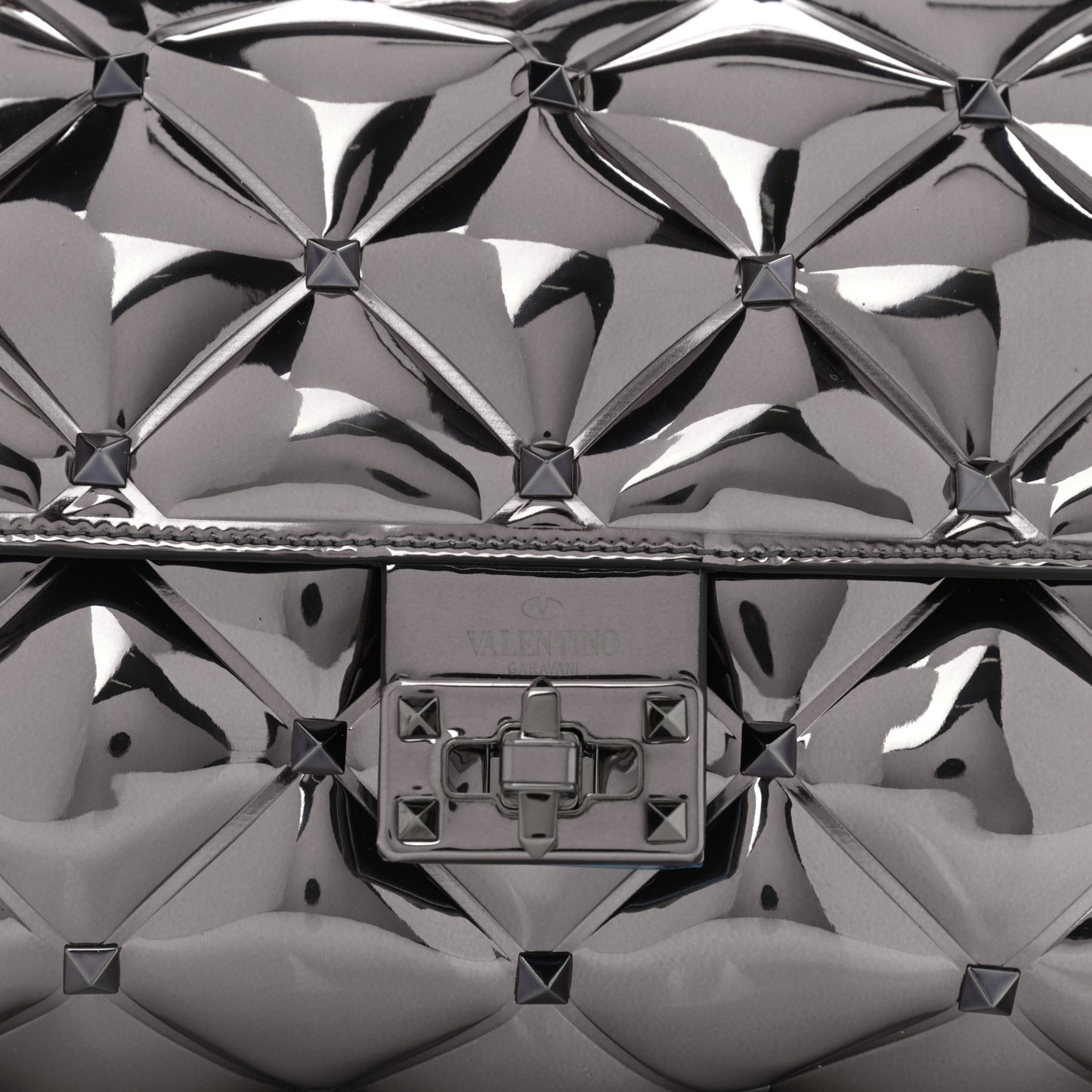 Metallic PVC Candystud Top Handle Bag Rutenio