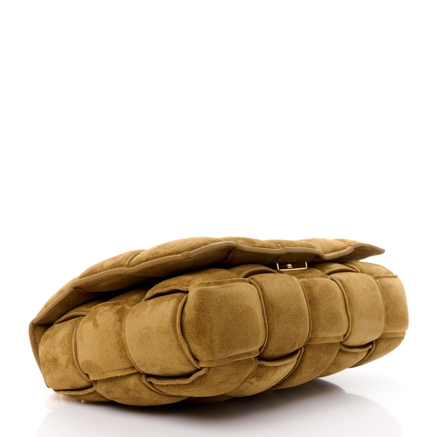 Suede Maxi Intrecciato Padded Chain Cassette Crossbody Bag Taupe