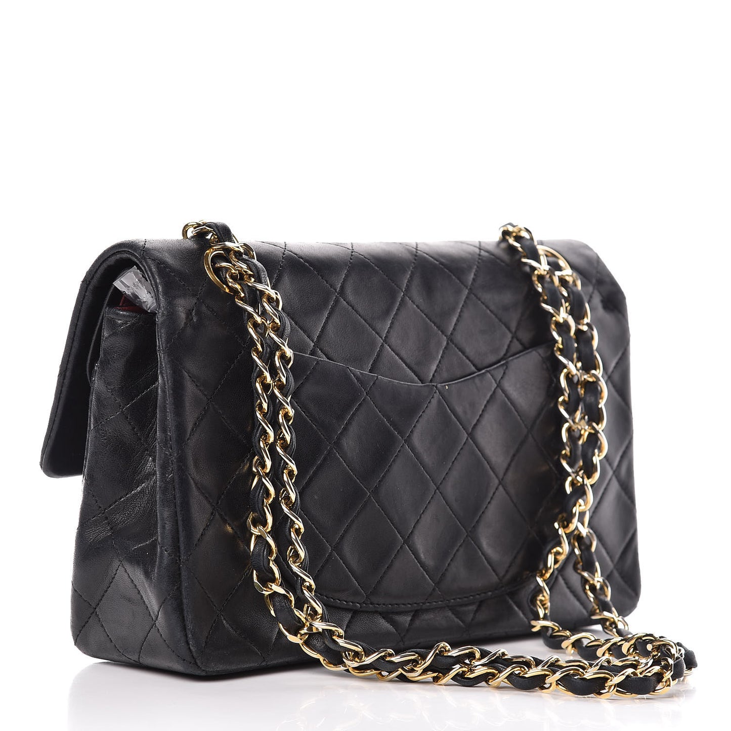 Lambskin Quilted Small Double Flap Black