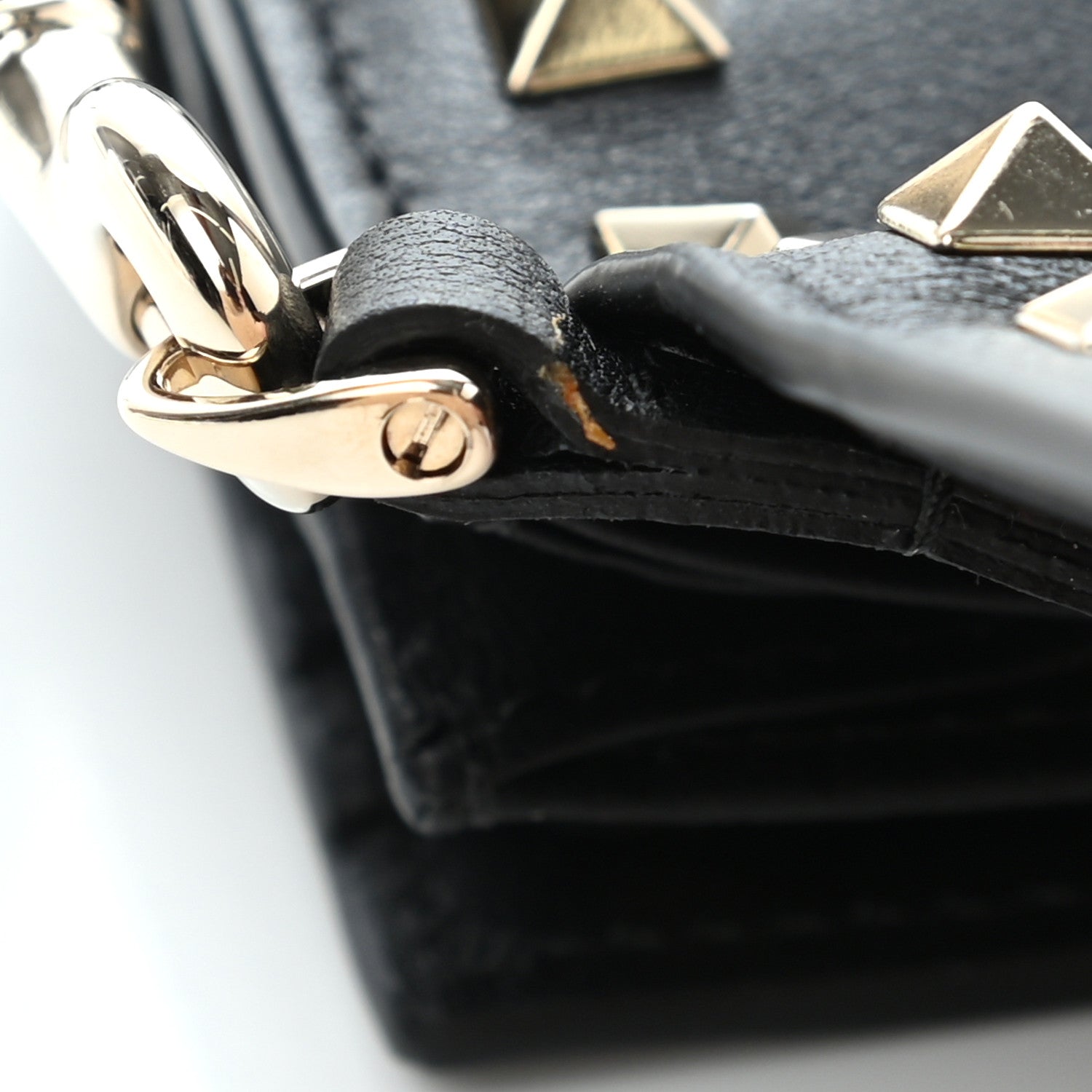 Valentino Garavani Calfskin Rockstud Wristlet Travel Wallet Black 8 of 8