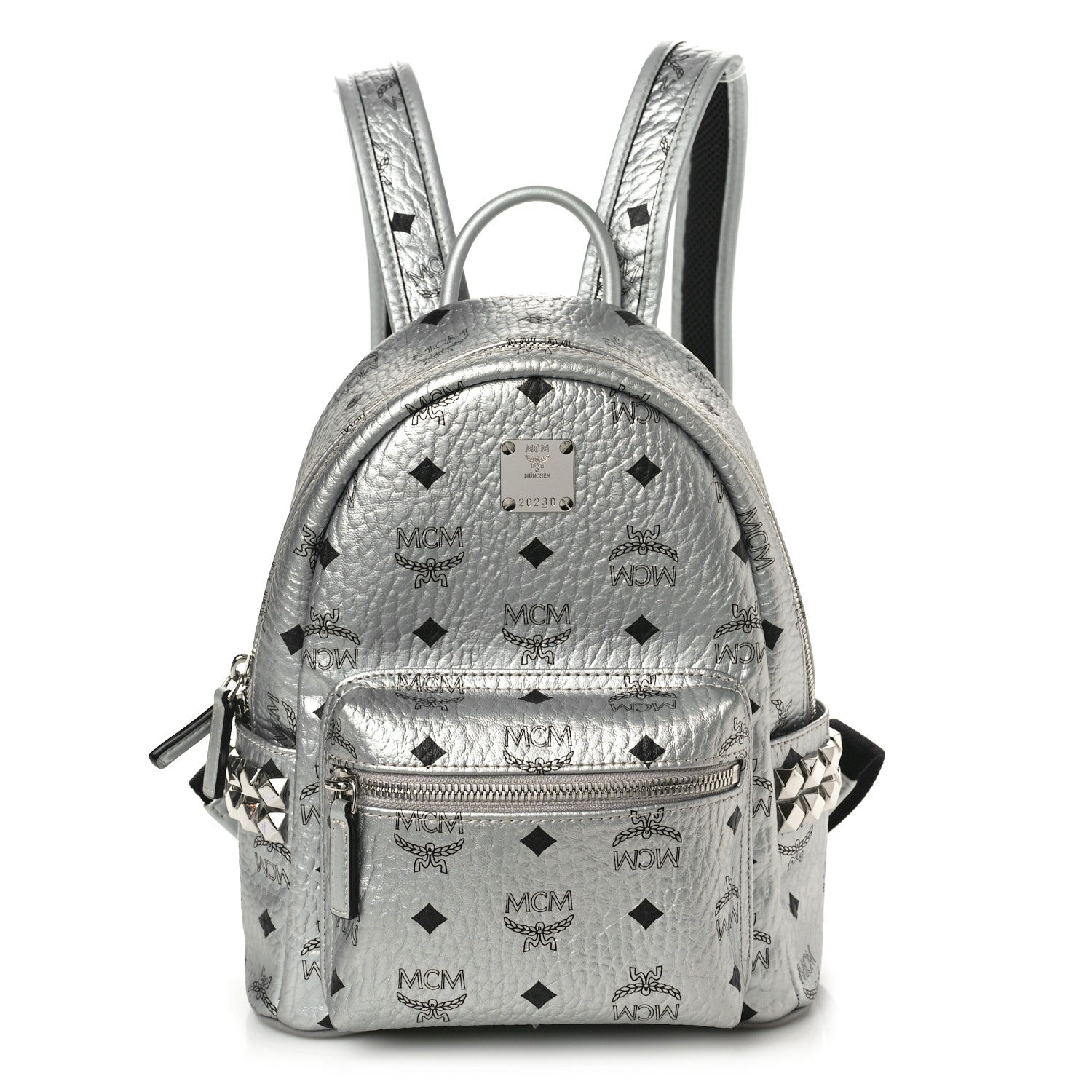 MCM Visetos Small Side Stud Stark Backpack Silver 1 of 10
