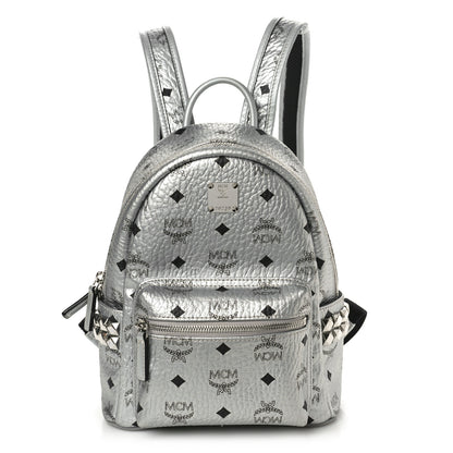 MCM Visetos Small Side Stud Stark Backpack Silver 1 of 10