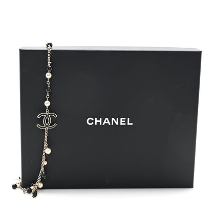 Chanel Resin Pearl Bead CC Charms Necklace Gold Black 5 of 5