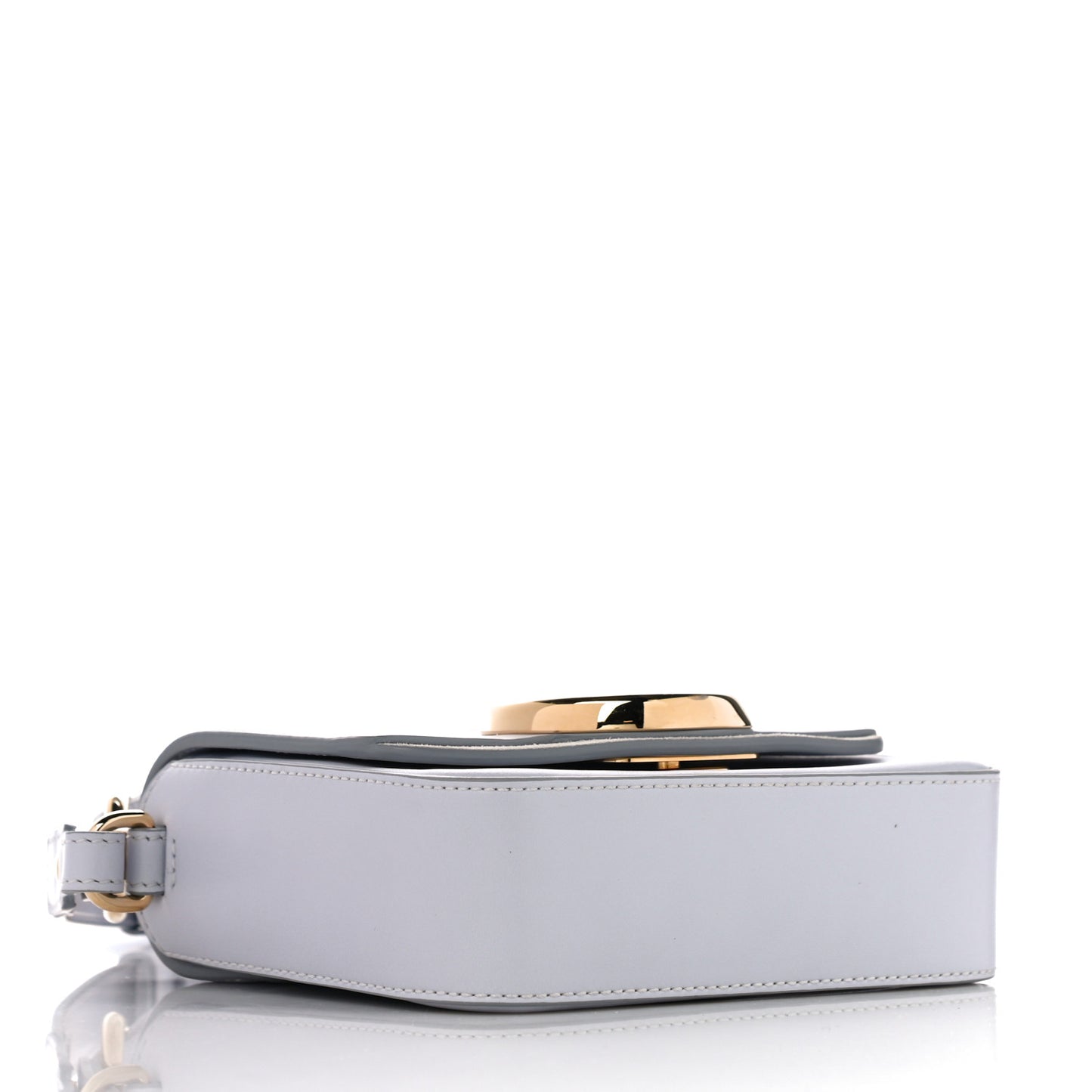 Shiny Calfskin Suede Mini C Double Carry Cloudy Blue