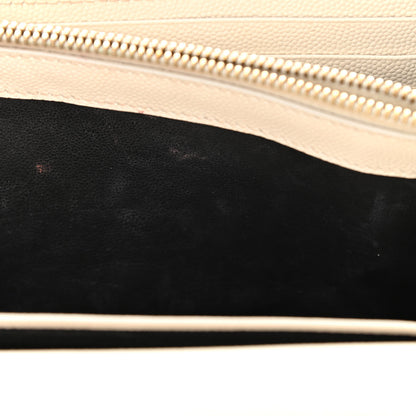 Saint Laurent Grain De Poudre Matelasse Chevron Monogram Chain Wallet White 13 of 16