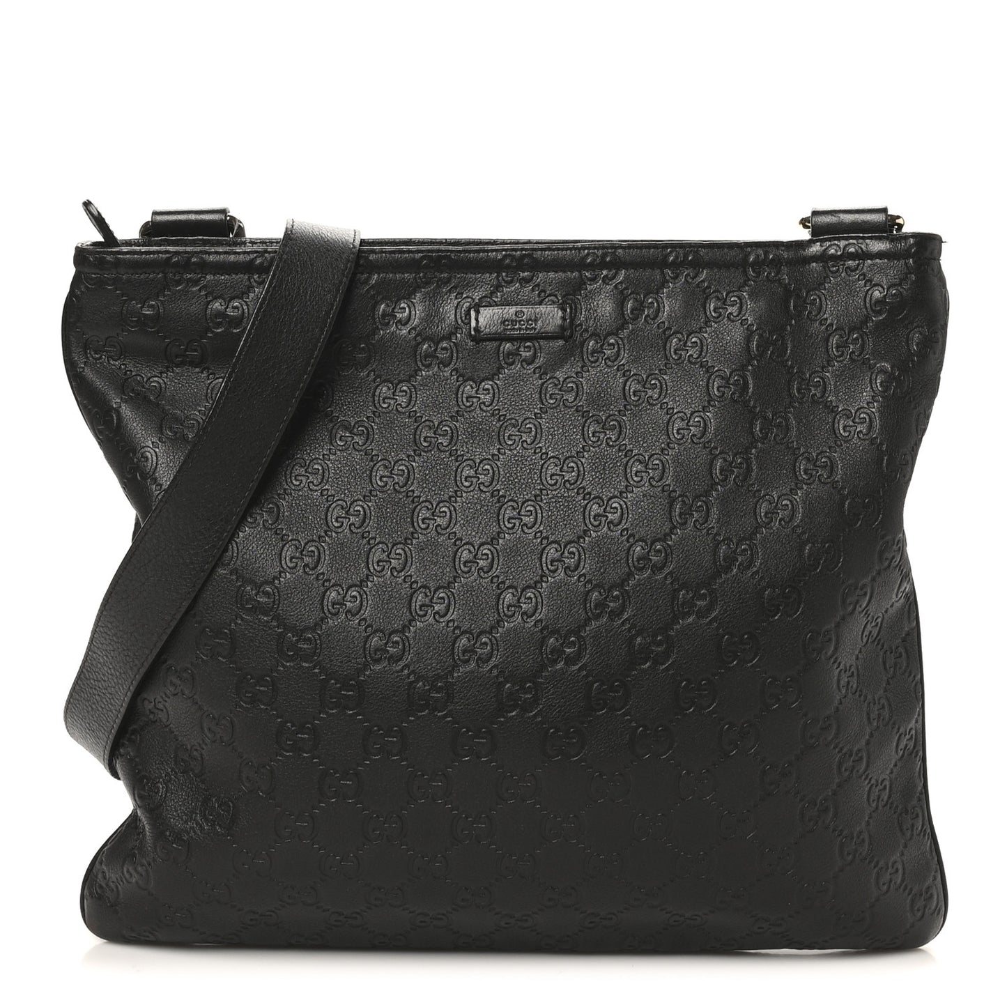 Guccissima Medium Flat Messenger Bag Black