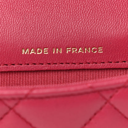 Chanel Lambskin Quilted Top Handle Flap Coin Purse With Chain Dark Pink 7 of 12
