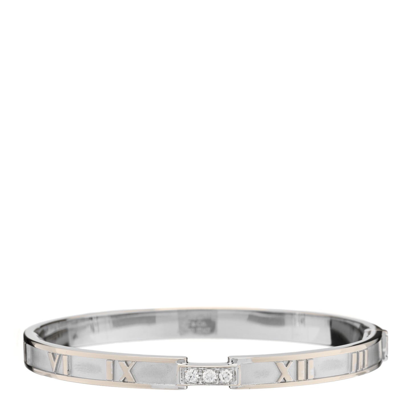 18K White Gold Diamond Atlas Closed Hinged Bangle Bracelet