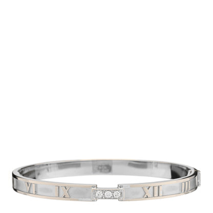 Tiffany 18K White Gold Diamond Atlas Closed Hinged Bangle Bracelet 1 of 4