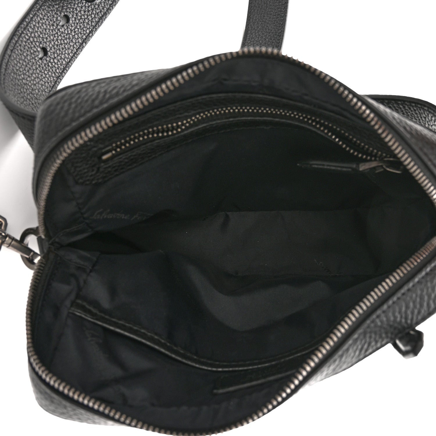 Salvatore Ferragamo Grained Calfskin Zip Around Convertible Bag Black 5 of 9