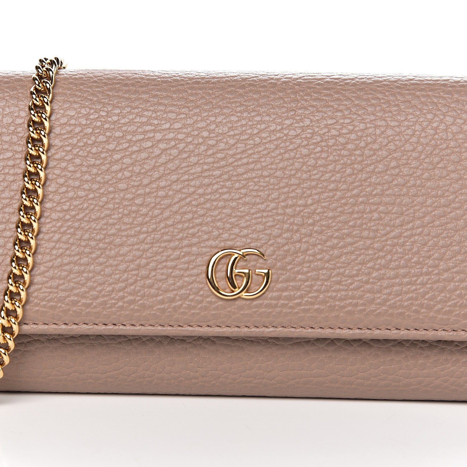 Gucci Dollar Calfskin Petite GG Marmont Wallet Chain Bag Porcelain Rose 9 of 9