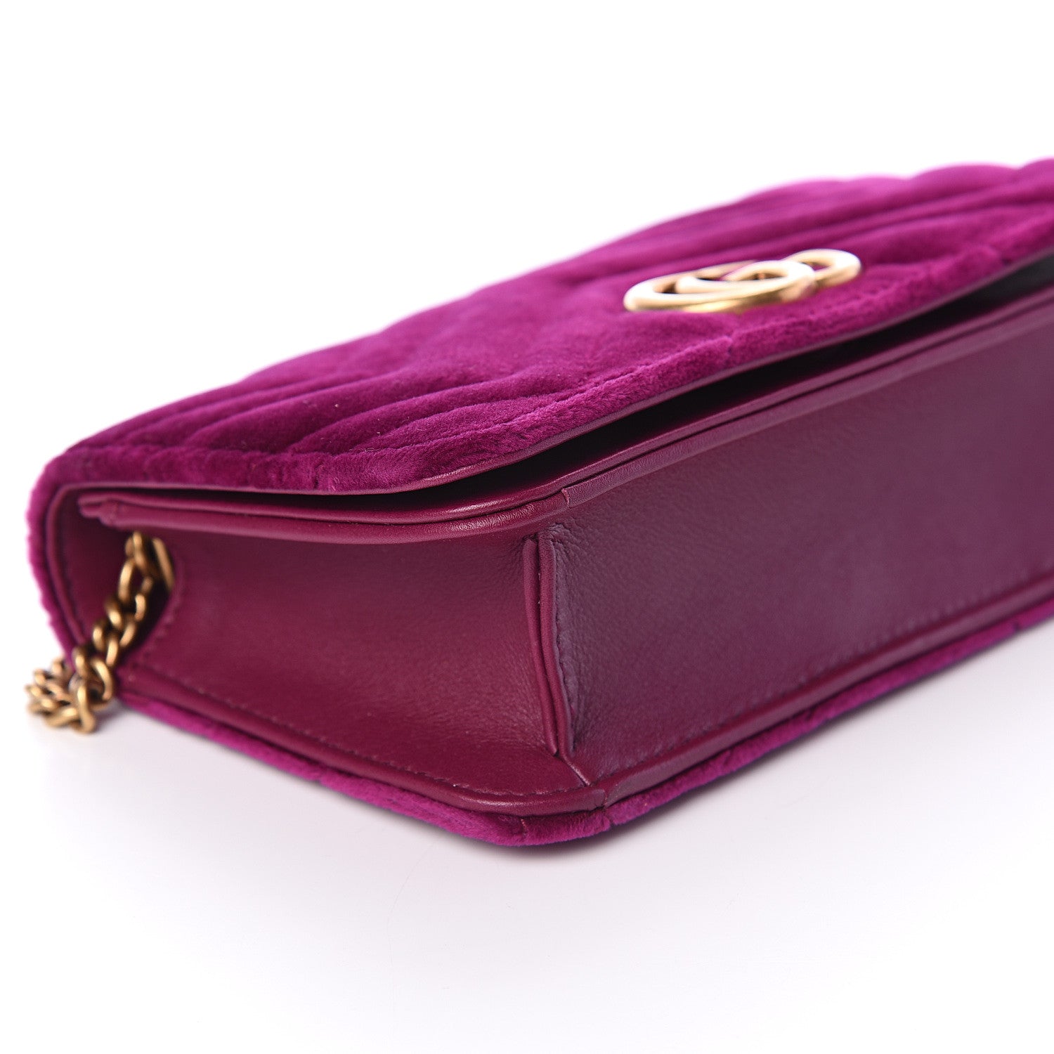 Gucci Velvet Matelasse GG Marmont Mini Bag Fuchsia Violet Cyclamen 6 of 8