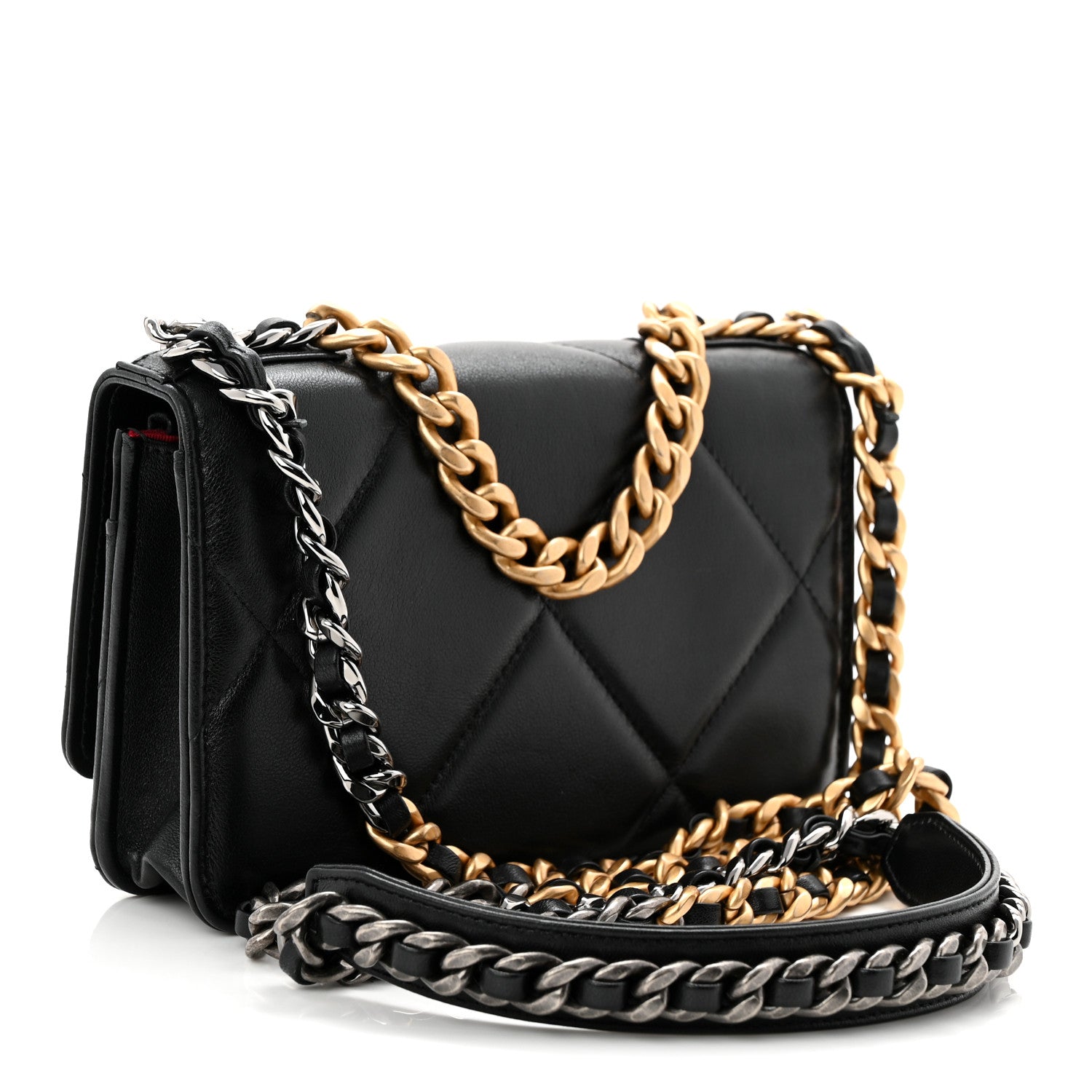 Chanel Lambskin Quilted Chanel 19 Wallet On Chain WOC Black 3 of 11