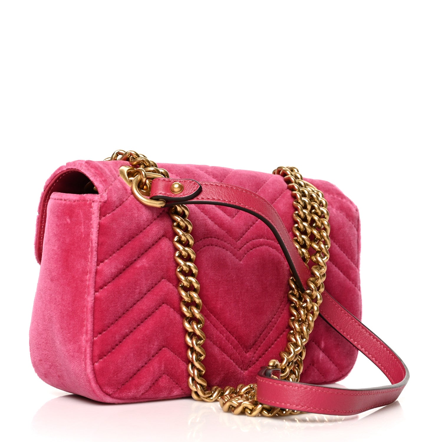 Gucci Velvet Matelasse Mini GG Marmont Shoulder Bag Light Raspberry Rose 3 of 10