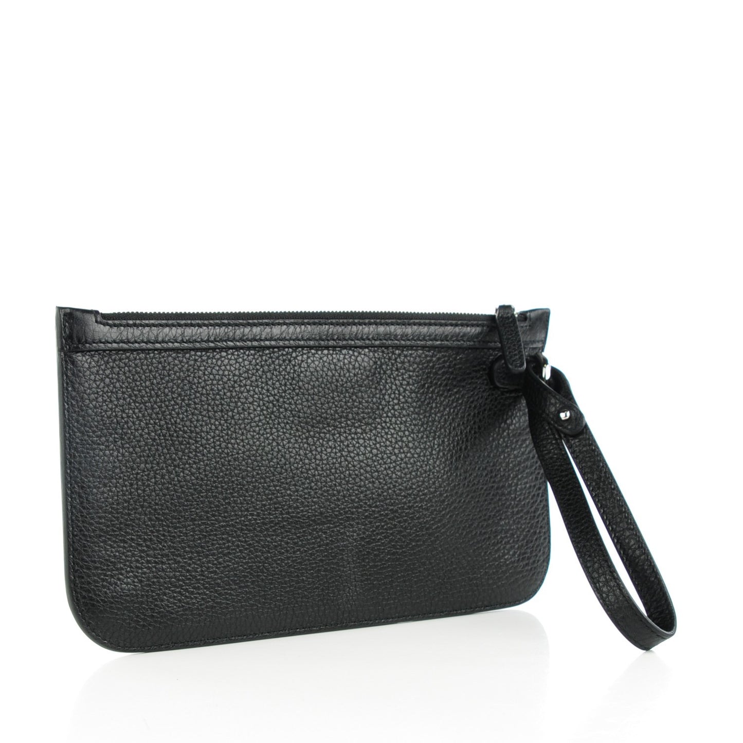 Pebbled Calfskin Zip Pouch Black
