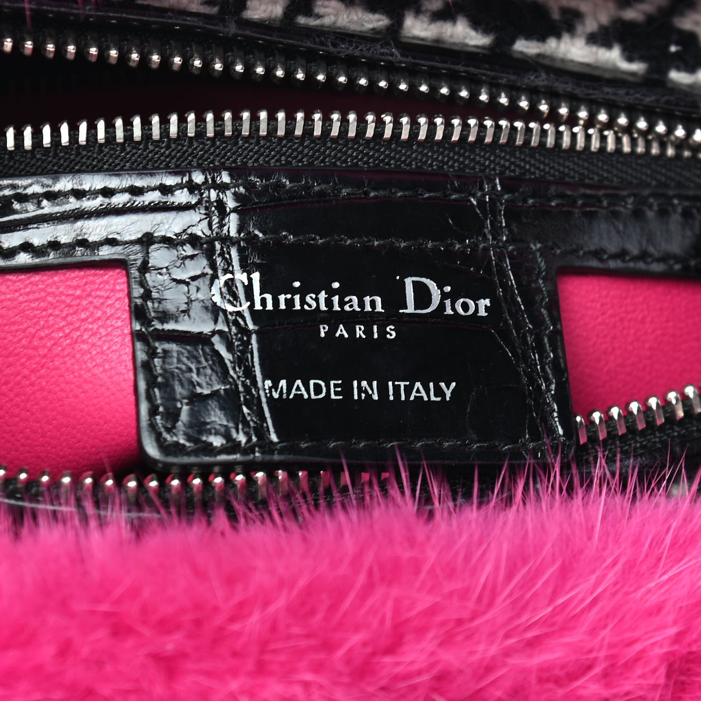 Tweed Crocodile Mink Plaid Medium Lady Dior Black Pink White
